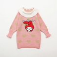 thumbnail image 4 of Ropa para niños, vestido para niñas, vestido de punto de dibujos animados de Hello Kitty My Melody, vestido bordado con cuello de loto Kawaii, algodón puro, 4 of 5