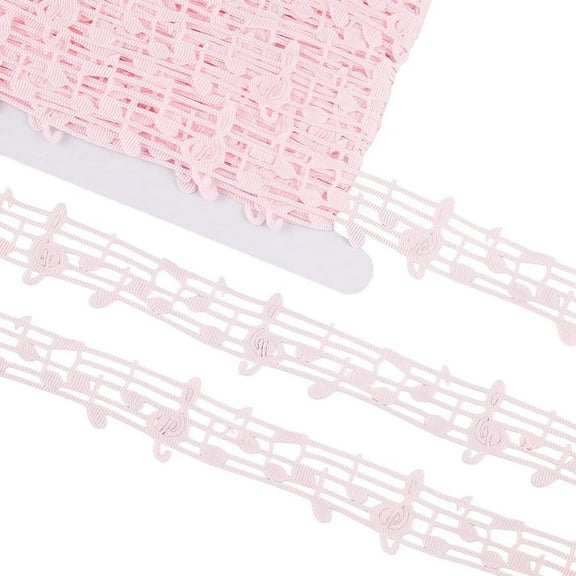 20 Yards Hollow Musical Note Ribbon 28mm Music Grosgrain Engraved Notation Trim Sky Blue Clothing Ribbons Accessories for DIY Handmade Wrapping Scrapbooking Homecoming Supplies Pink