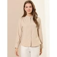 thumbnail image 3 of INSPIRE CHIC Women's Stand Collar Button Down Long Sleeve Shirts, 3 of 6