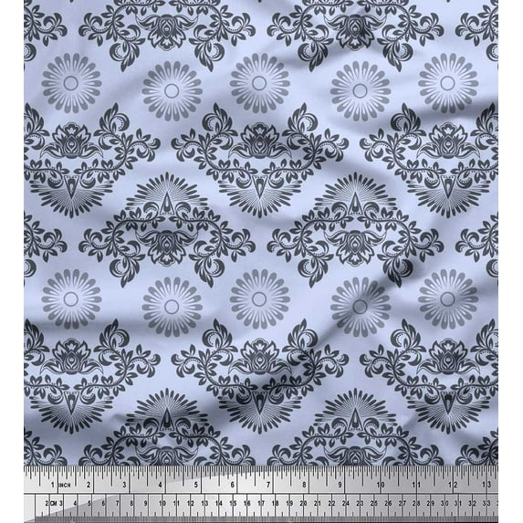 Soimoi Velvet Fabric Floral & Damask Ethnic Fabric Prints By Yard 58 Inch Wide