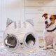 thumbnail image 5 of Camas para gatitos lavables con forma de cabeza de gato Casa semicerrada desmontable interior (S) Likrtyny Para estrenar, 5 of 8