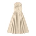 thumbnail image 4 of Shihyeh Ladies' Casual And Fashionable Solid Color Sleeveless Button Up Lapel Dress, 4 of 6