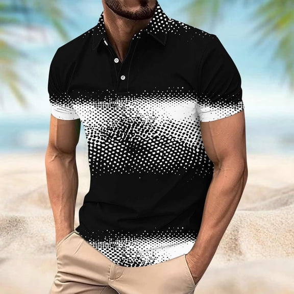 COSFO Short Sleeve Big And Tall Polo Shirts for Men Colorblock Mesh Tops Pullover Lightweight Collared Regular Fit Mens Graphic Tees