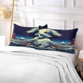thumbnail image 6 of GZHJMY Japanese Style Waves Body Pillow Cover with Zipper, Soft and Cozy Fuzzy Fleece Body Pillow Case Cover 21 x 54 in,Plush Long Body Pillow Pillowcase Home Decor, 6 of 7