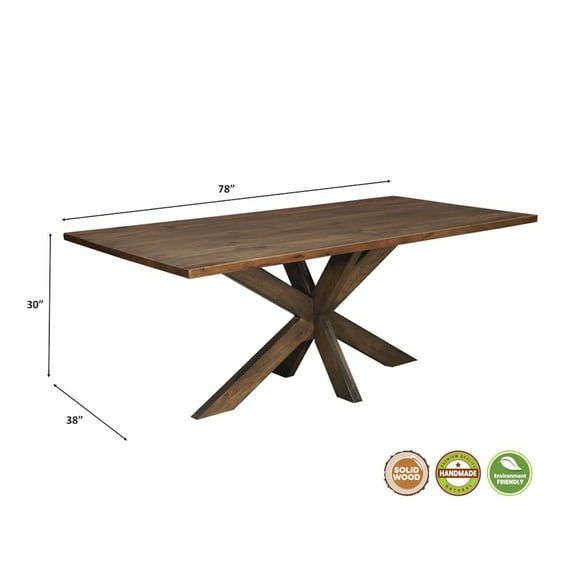 Taran Designs Mason 78" Solid Wood Dining Table in Brown