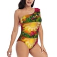 thumbnail image 3 of Easygdp Rose Psychedelic Women's One Shoulder Ruffle Monokini Bathing Suits with Removable Chest Pad, Quick Drying - Medium, 3 of 8