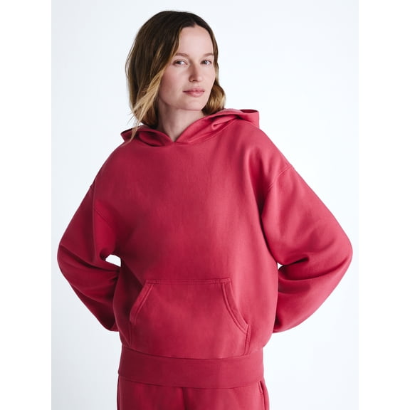 Scoop Women’s and Women's Plus Mineral Washed Oversized Cropped Hoodie, Sizes XS-4X