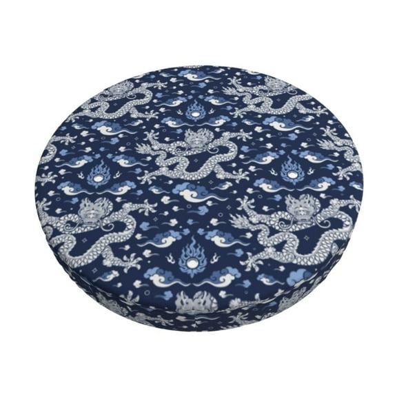 Logiee Dragon Print Stool Covers Round,Bar Stool Covers,Watedrproof Stool Slipcover with Elastic,Stool Cushion,Round Bar Stool Seat Covers for Bar Round Chair-12 inch