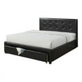 thumbnail image 5 of Modern Classic Black Full Size Bed Underbed Storage Darwers Wooden Tufted Upholstered Faux Leather 1pc Bedframe Bedroom, 5 of 6