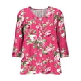 thumbnail image 5 of Bxsruta Women's V Neck Button Down Blouse 3/4 Sleeve Loose Fit Floral Print Casual Summer Top, 5 of 6