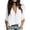 White, variant on Women's Linen Deep V Neck 3/4 Sleeve Tops Loose Fit Dressy Casual Solid Color Shirts Adjustable Drawstring Ruched Cuff Button Down Front Blouses M