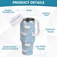 thumbnail image 4 of Stainless Steel Tumbler with Straw and Handle, Double Wall Insulated Tumblers, Small Geese and Daisies, 4 of 9