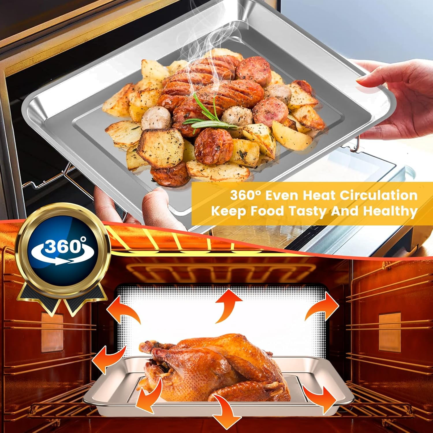 Air Fryer Tray Replacement for Cuisinart TOA-60 TOA-65 TOA-70 Toaster Air Fryer Convection Oven, 12.4 * 11''Mesh Air Fryer Steel Basket Wire Rack Accessories Parts, Dishwasher Safe
