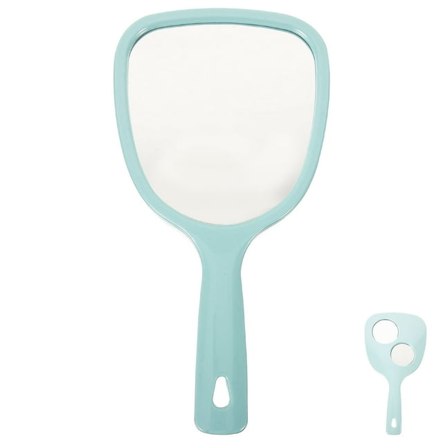 EeaseCA 1pc Double Side Handheld Mirror Cosmetic Mirror Back 2X and 3X Magnification Round Mirror (Blue)