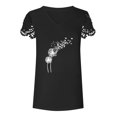 thumbnail image 5 of Women's Summer Lace Short Sleeve V Neck Tops Shirt Loose Casual Tee Blouse Trendy Print Basic Tunic Tops for Women, 5 of 6
