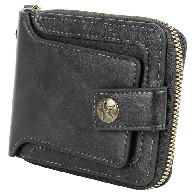 Cartera de Cuero Triple Delgada y Elegante para Hombre Tarjetero con Cremallera Retro Múltiples Ranuras y Gran Capacidad Clip para Dinero Ideal para Billetera de Viaje ANGGREK Otros