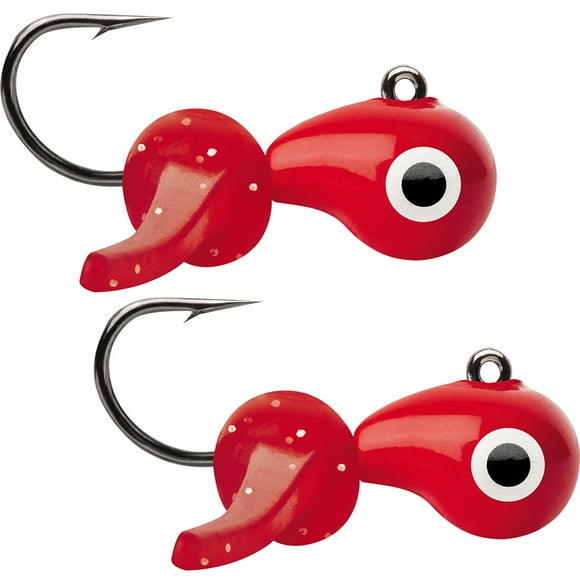 VMC 1/32 oz. Tungsten Mustache Jig Fishing Lure 2-Pack - Glow Red
