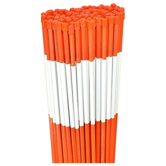 Driveway Marker, Snow Stakes, Plow Stakes, Reflective Tape, 5/16" Diameter x ", Fiberglass, Orange, 50 Pack