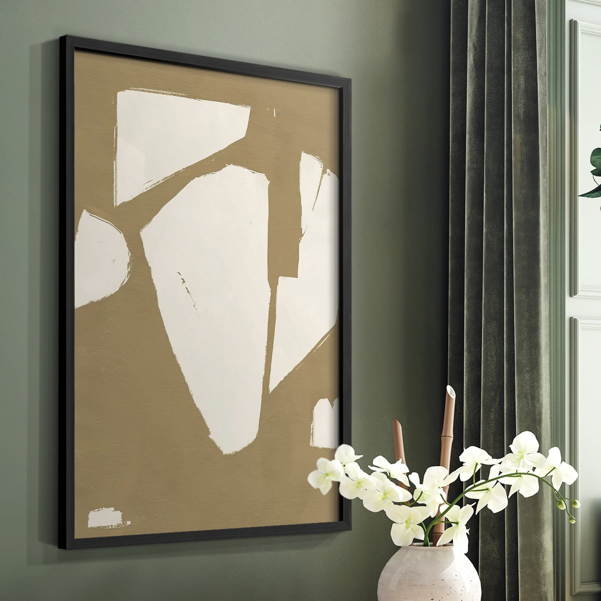 Chunky Abstract III Framed Print in Black Solid Wood Framed Print No Nail Hanging