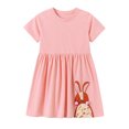 thumbnail image 4 of Robes pour Filles Enfants Tout-Petits Filles Robe d'Été en Coton Dentelle Manches Courtes à Volants Évasée Midi Décontractée Robes pour Enfants Robe Rose 5 Ans-6 Ans, 4 of 5