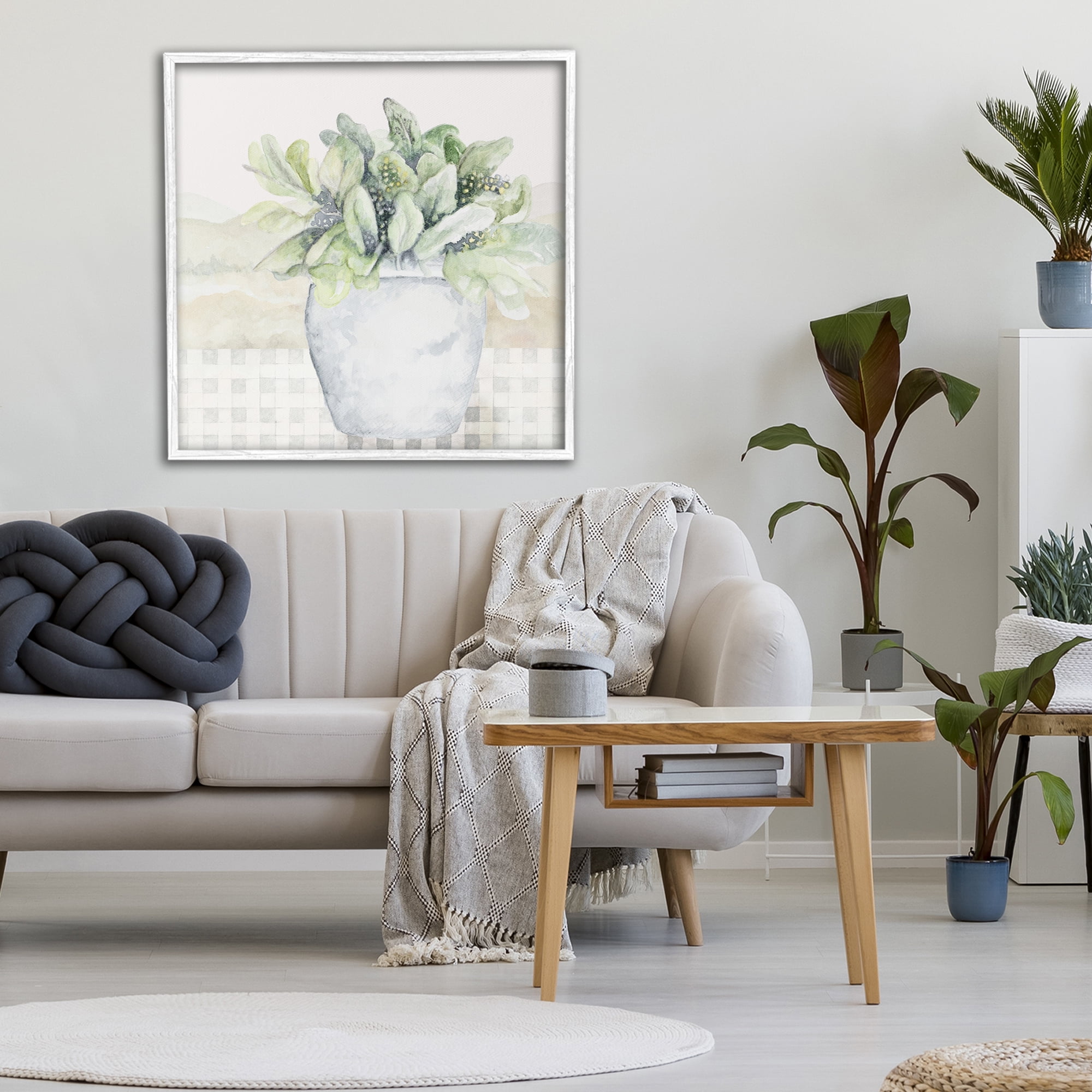 Stupell Industries Potted Farm Herbs Arrangement White Framed Giclee Art, design by Janice Gaynor