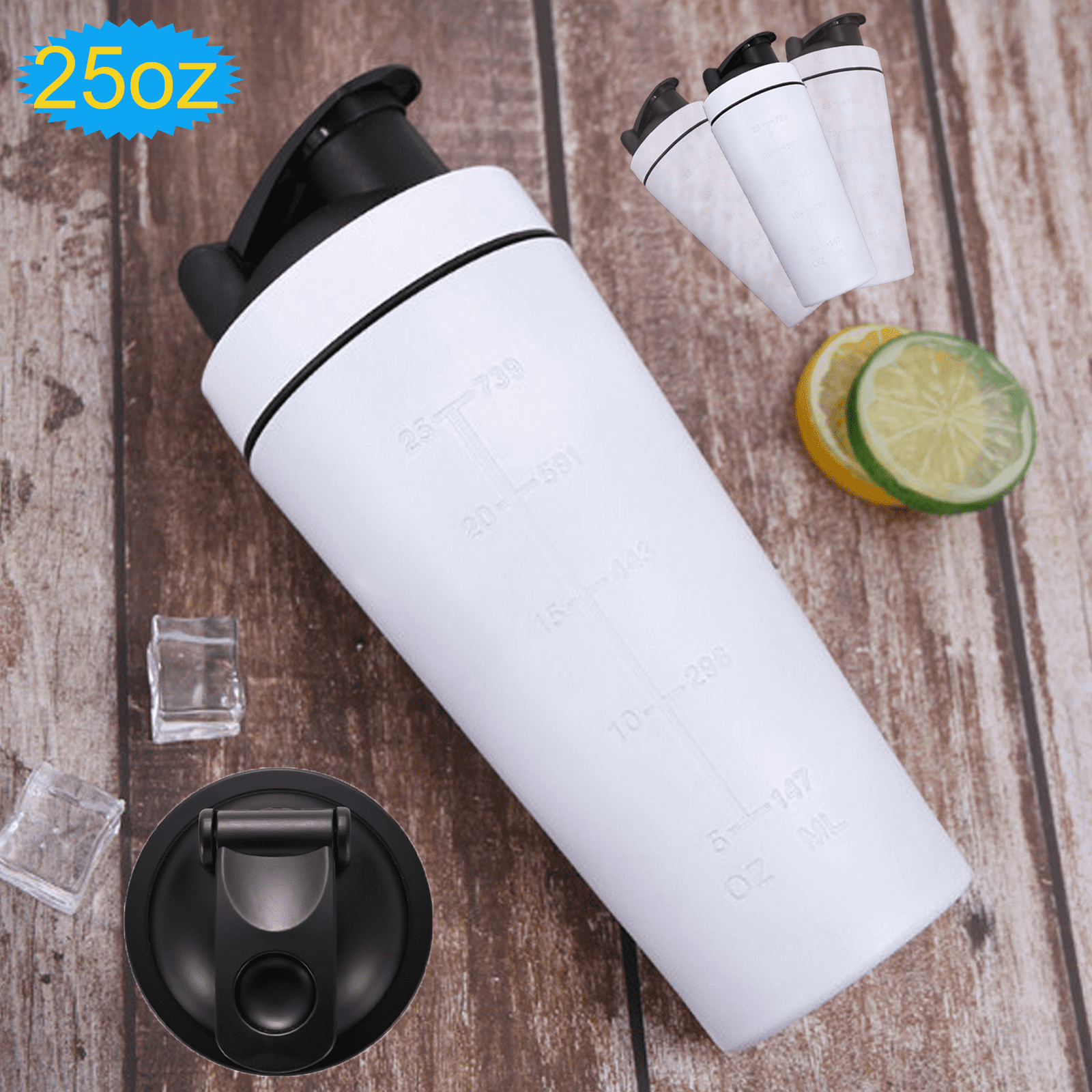 Runwin Stainless Steel Shaker Bottle 25oz Protein Shaker Bottle