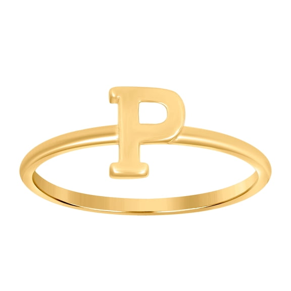 10k Yellow Gold Womens Letter Name Personalized Monogram Initial Alphabet P Ring 7.3x1.2mm Wide Ring for Women