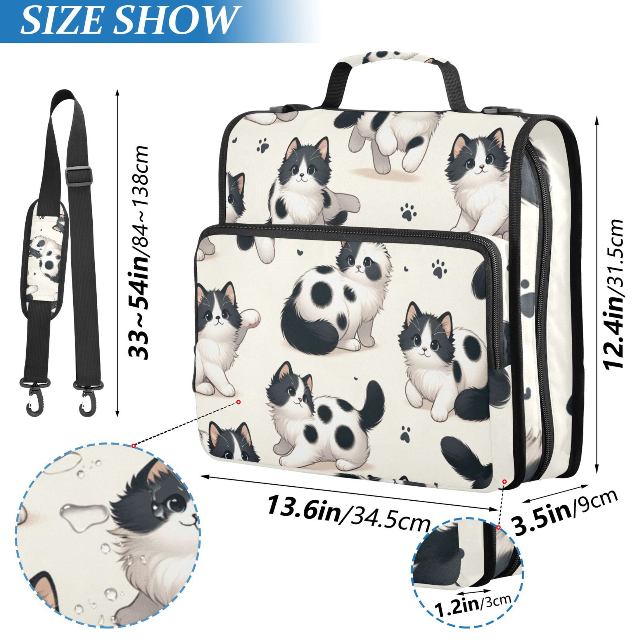 ALAZA Zipper Binder Cute Cat Footprint 3 Ring Trapper Keeper File Folder Organizer Bag