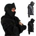 thumbnail image 2 of Men Sweatshirt Solid Color Front Pocket Pullover Hoodie Medieval Style Face Cover Hooded Knight Sweatshirt Halloween Clothing, 2 of 5