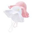 thumbnail image 1 of Gorro de playa para bebé HONGTEYA para niñas pequeñas, UPF 50+, rosa y blanco, 1 of 7