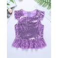 thumbnail image 3 of JanJean Girls Sequins Dance Tops Ruffled Sleeves Crop Tank Tops Modern Jazz Latin Dance Stage Performance Blouse Shirts Lavender 10, 3 of 7