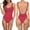 Brick Red, variant on Women One Piece Swimsuits U Neck Bathing Suit Adjustable Straps Monokini Swimwear