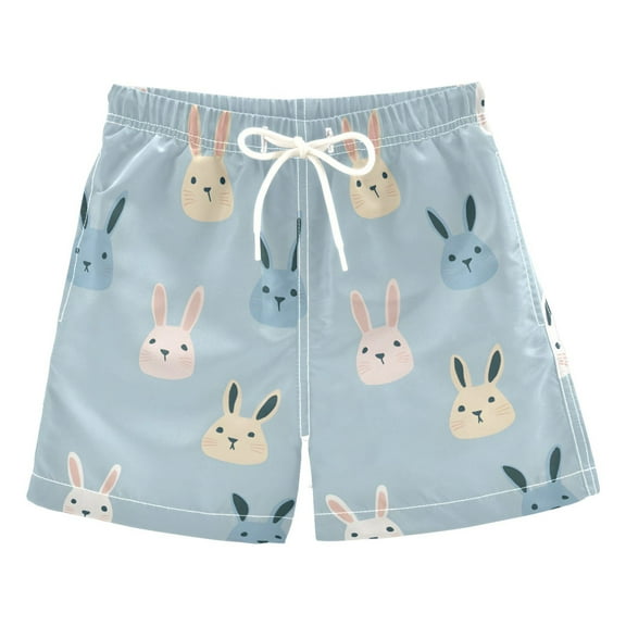 FORMRS Boys Swim Trunks Quick Dry Mesh Liner Boardshorts Sizes XS-XL, Blue Rabbits