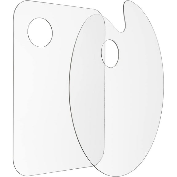 Triani 2 Pack Acrylic Paint Palette with Thumb Hole Clear Paint Pallet, Easy Clean Non-Stick Artist Pallet for Oil Watercolor Craft DIY Art Painting Palette,Transparent