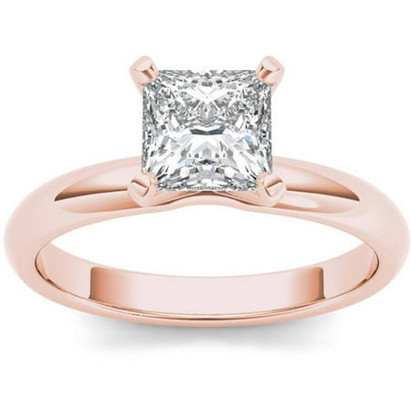 1 Carat T.W. Diamond Princess-Cut Solitaire 14kt Rose Gold Engagement Ring