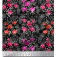 thumbnail image 1 of Soimoi Tissu en Poly Georgette Imprimé Feuilles & Roses Floral au Mètre 52 Pouces de Large, 1 of 5