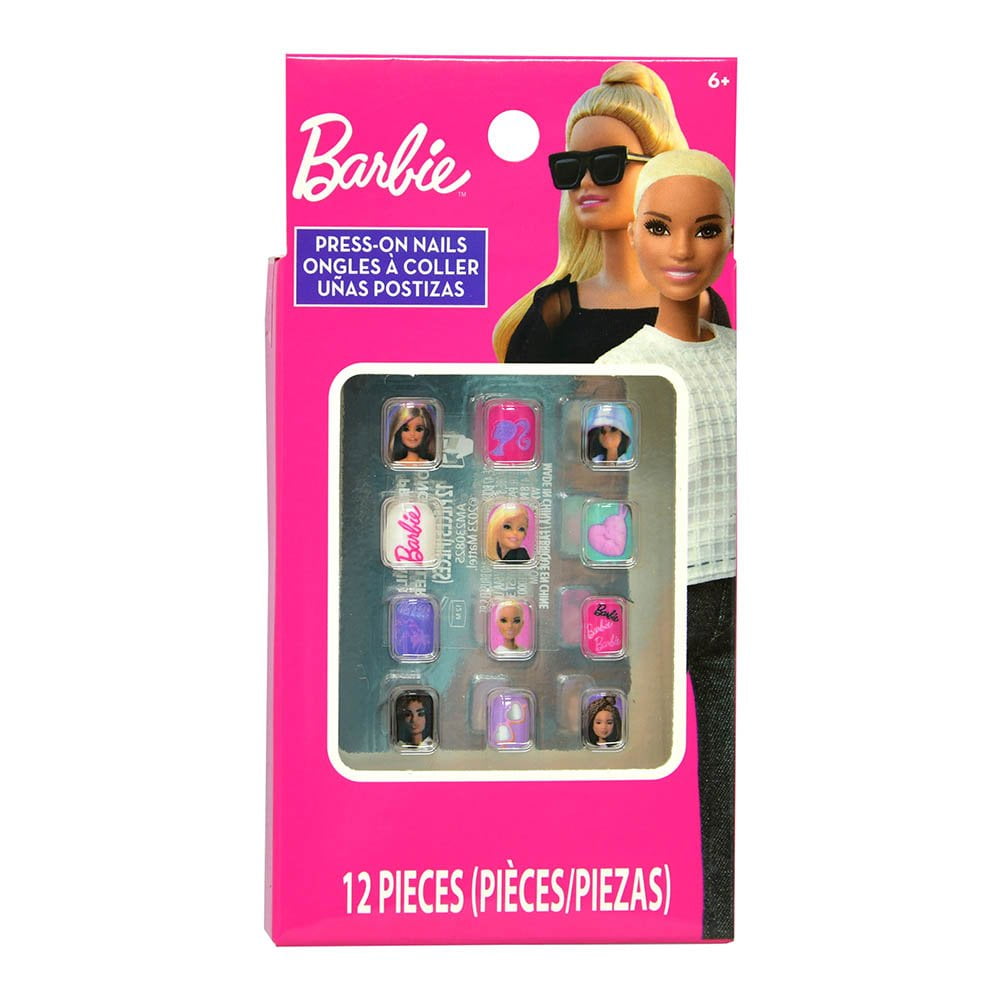 Barbie 48pk Press on Nails Party Pack for Kids, Little Girls