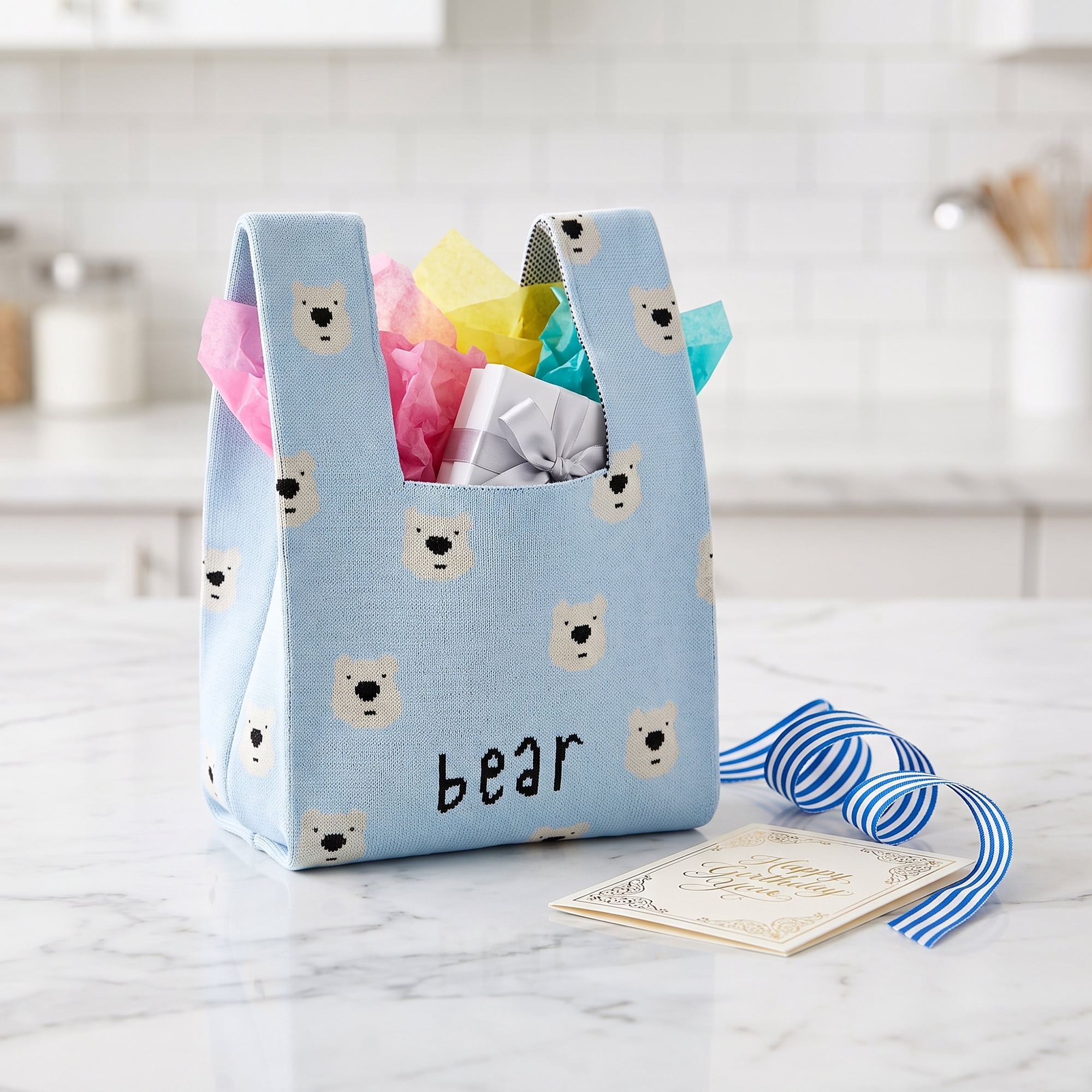 Unique Bargains Cute Cartoon Gift Bags with Handles for Parties 7.5" x 13.4" Sky Blue