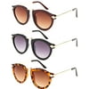 3 Pack Plastic Vintage Frame Metal Bridge Fashion Sunglasses for Women