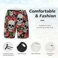 thumbnail image 4 of Kdxio Skull And Roses Print Men'S Swim Trunks With Compression Liner 7 Inch Inseam Quick Dry Swim Shorts, 4 of 7
