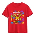 thumbnail image 4 of CLOISE Summer Tops for Kids Girls Boys Short Sleeve 100 Day of School Shirts Crewneck Holiday Pullover Graphic Blouses Red, 4 of 8