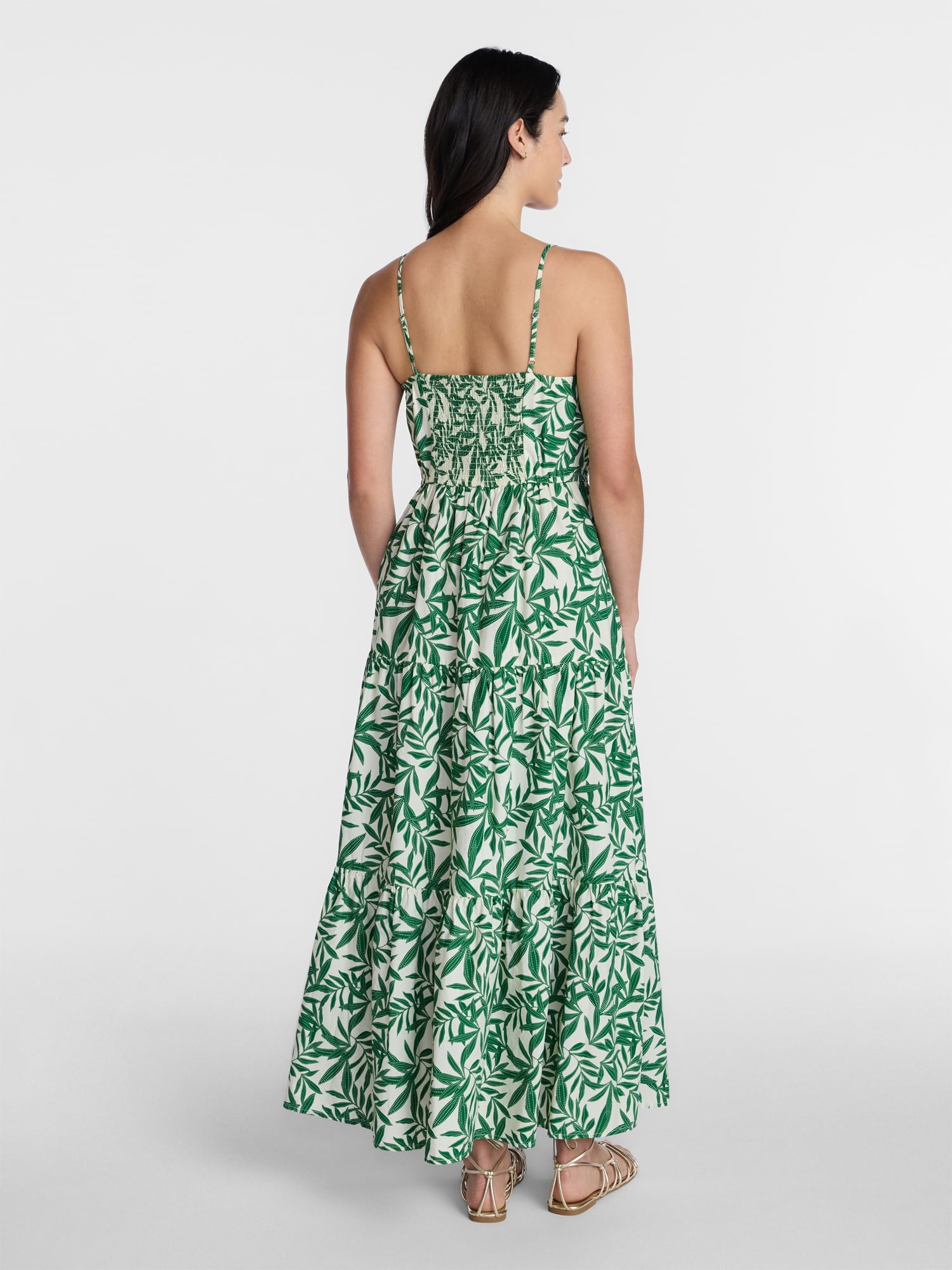 Time and Tru Women's Sleeveless Tiered Cotton Maxi Dress, Sizes XS-XXXL
