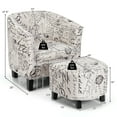 thumbnail image 2 of Gymax Fauteuil Tonneau Moderne Accent Tub Rembourré Imprimé Français avec Ottoman, 2 of 8