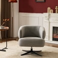 thumbnail image 2 of Cuddle-Style Swivel Leisure Sofa Chair, 360° Rotating Single Seat with Curved Armrests & Backrest, Linen Fabric Chair for Living Room, Study, Balcony, 2 of 9