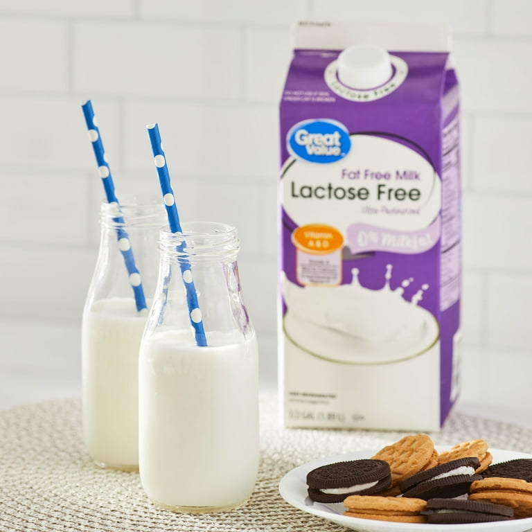 Great Value Lactose Free Fat Free Milk 64 fl oz Half Gallon Ultra