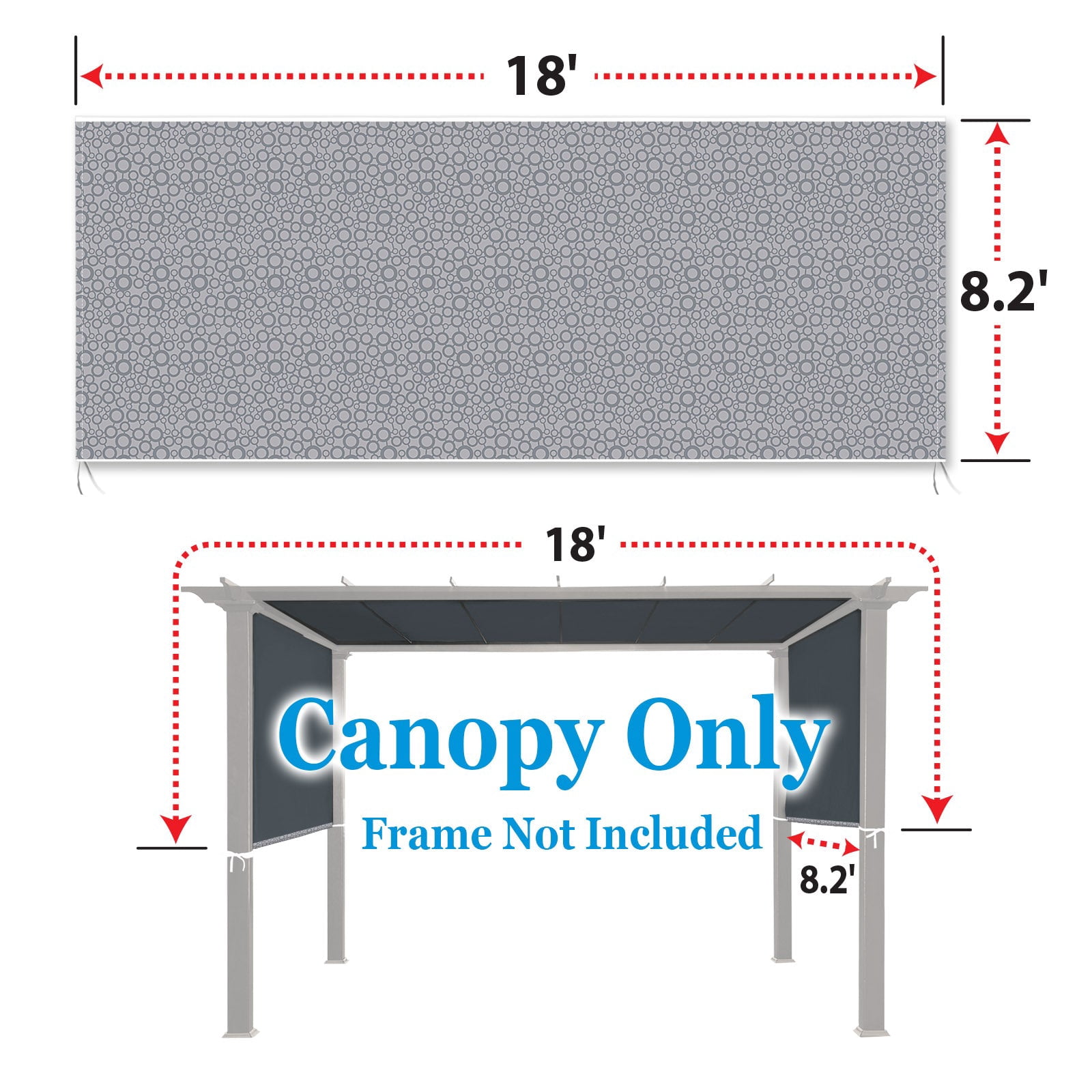 ALUVIERA Universal Replacement Canopy Top Cover for Pergola Structure(Canopy Only)(18x8.2 Ft,Circle Pattern)
