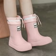 thumbnail image 2 of Yuncity Boys Girls Rain Boots Mid Calf Boots School Outdoor Play Comfortable Non- Casual Teen Age 8-14 Shoes Footwear Pink 10-11 Years, 2 of 5