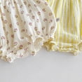 thumbnail image 6 of LYMAYTER ‌‌Infant Baby Girl Summer Romper Sleeveless Halter Smocked Floral Bubble for 3-24M Newborn Wear‌, 6 of 8