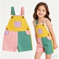 thumbnail image 6 of LJEFF Kids Color Block Overalls Shorts, Summer Breathable Casual Adjustable Straps Summer Toddler Jumpsuit Pink Size 4 T, 6 of 7