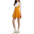 thumbnail image 4 of INSPIRE CHIC Women's Overall Dress Solid U Neck Button Decor Flared Hem M Orange, 4 of 6